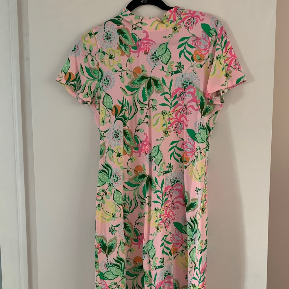 Lilly Pulitzer Pink and Green Floral Midi Dress